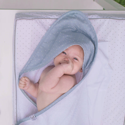 Ekologisk babyhandduk med huva Ice Blue Dotty