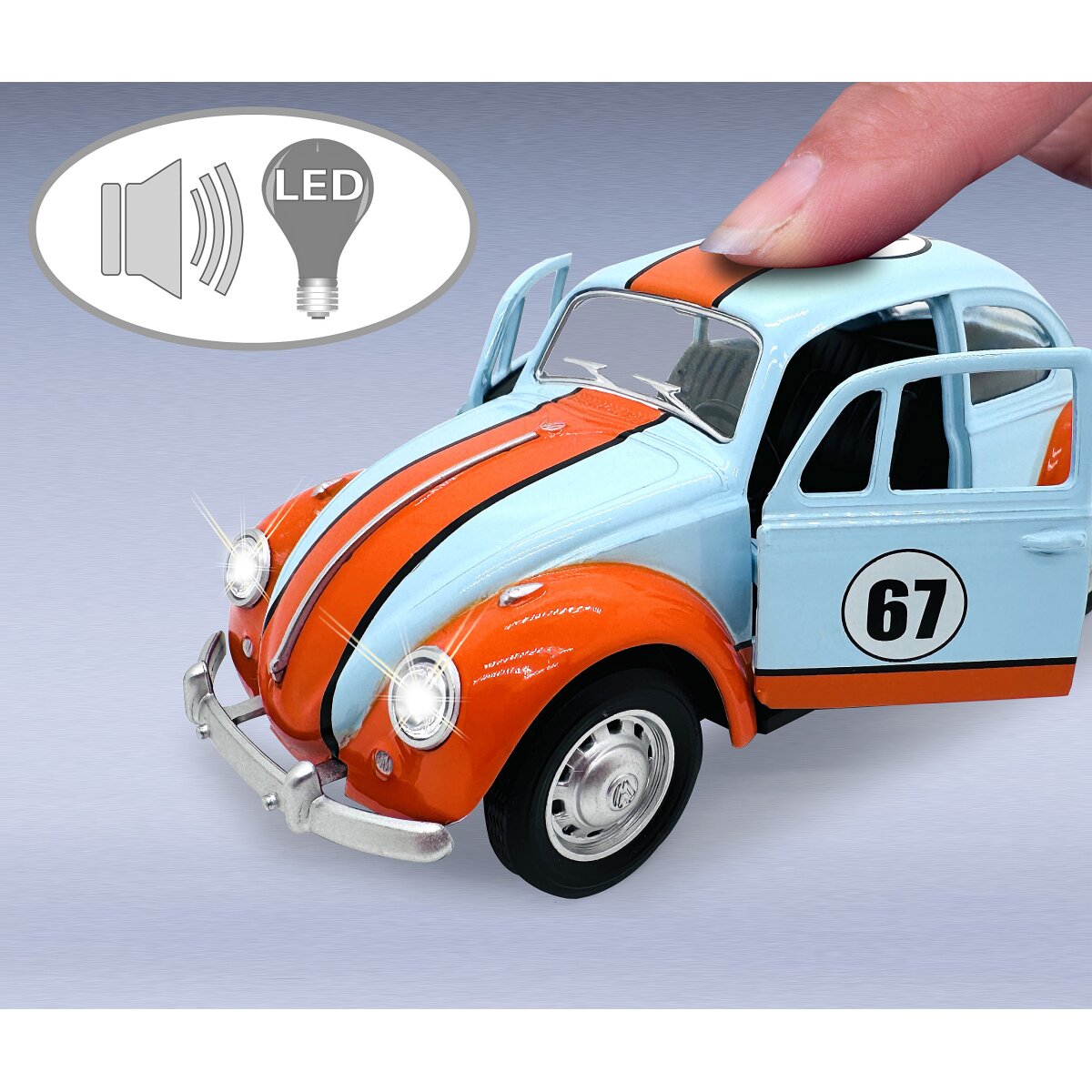 JAMARA Volkwagen Classical Beetle 1967 Diecast 1:28 light blue incl. Button cells