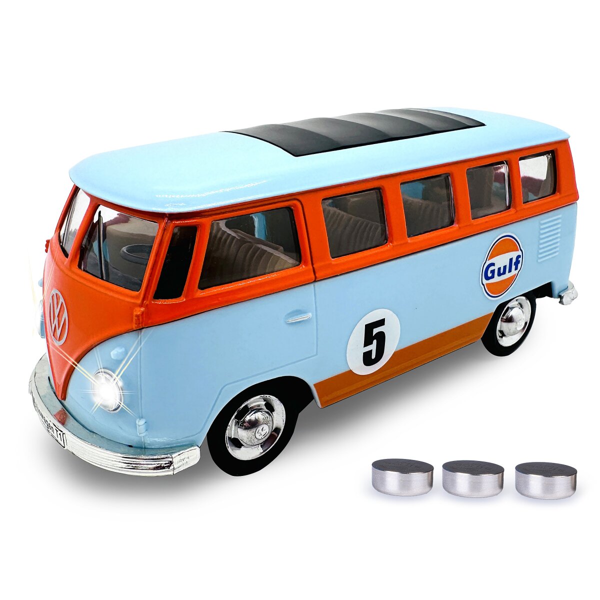 JAMARA Volkwagen T1 Diecast 1:30 light blue incl. Button cells