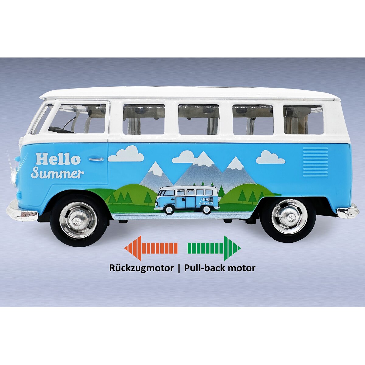 JAMARA Volkswagen T1 Diecast 1:30 blue incl. Button cells