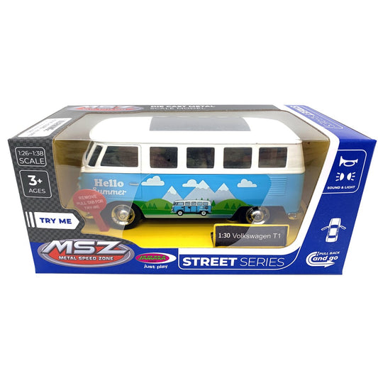 JAMARA Volkswagen T1 Diecast 1:30 blue incl. Button cells