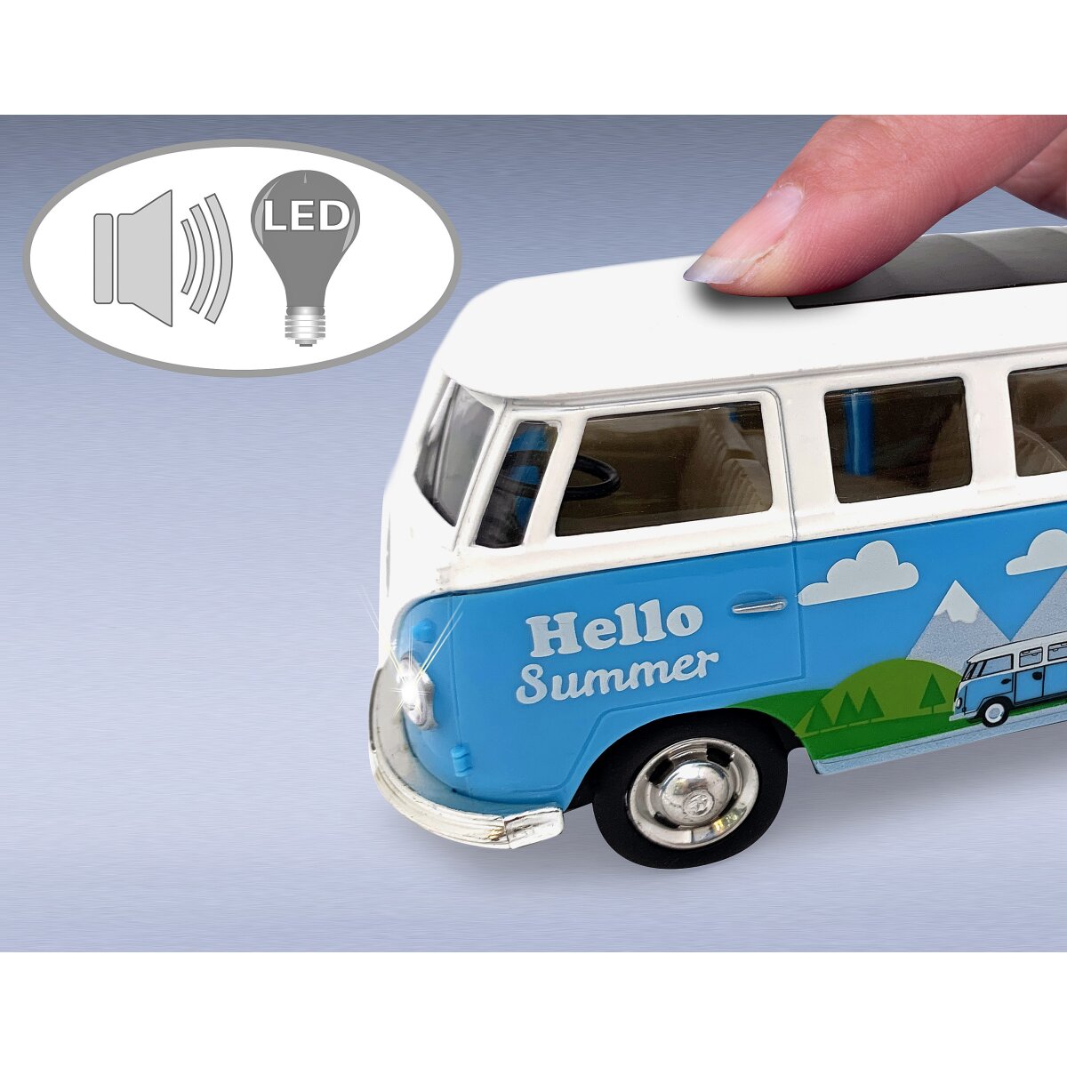 JAMARA Volkswagen T1 Diecast 1:30 blue incl. Button cells