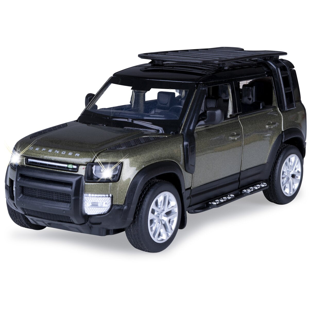 JAMARA Land Rover Defender 110 Diecast 1:32 green incl. Button cells