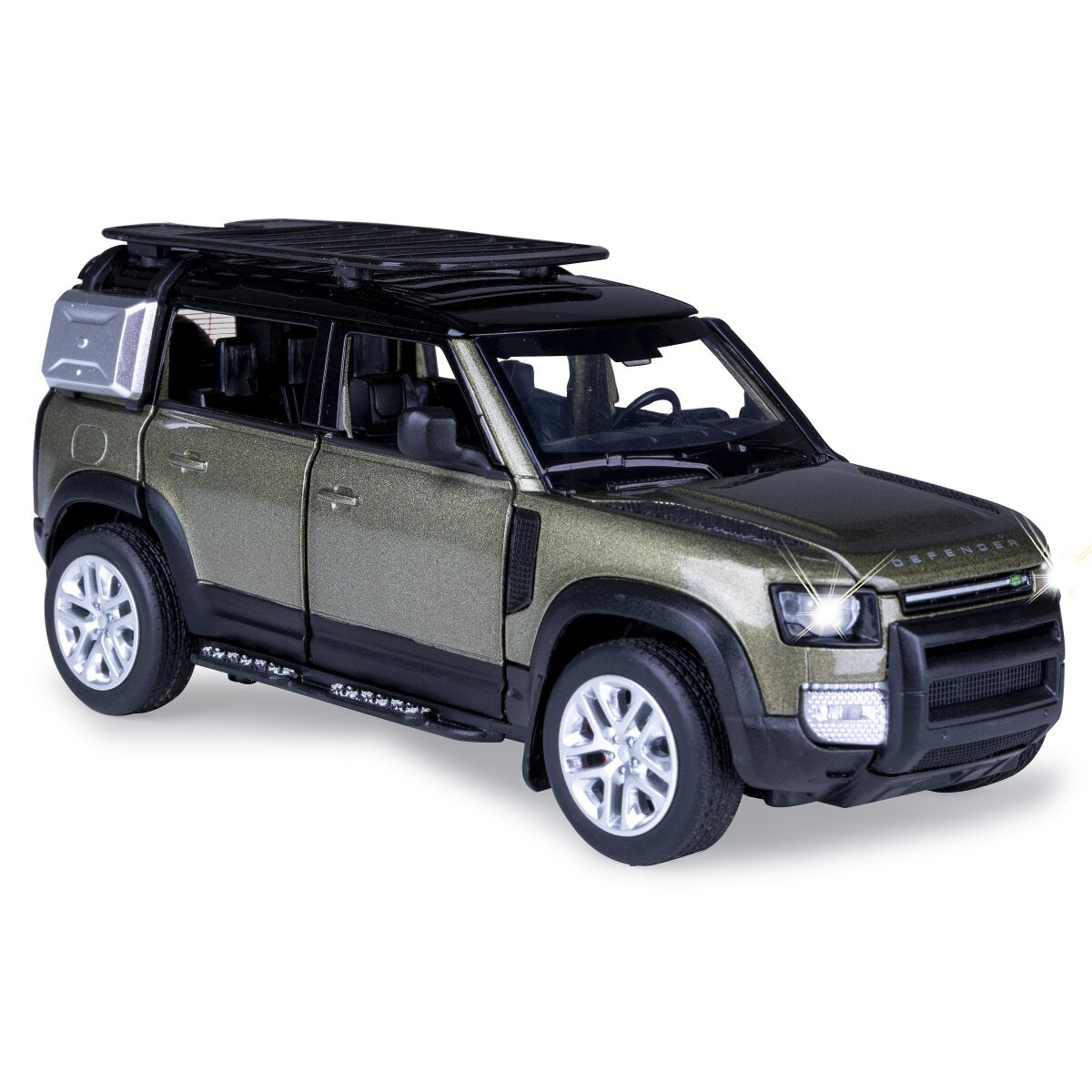 JAMARA Land Rover Defender 110 Diecast 1:32 green incl. Button cells