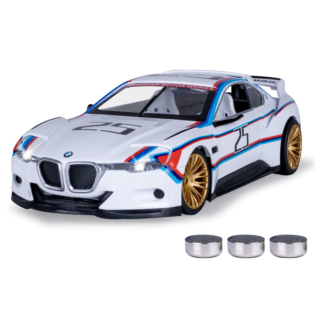 JAMARA BMW 3.0 CSL Hommage R Diecast 1:24 white incl. Button cells