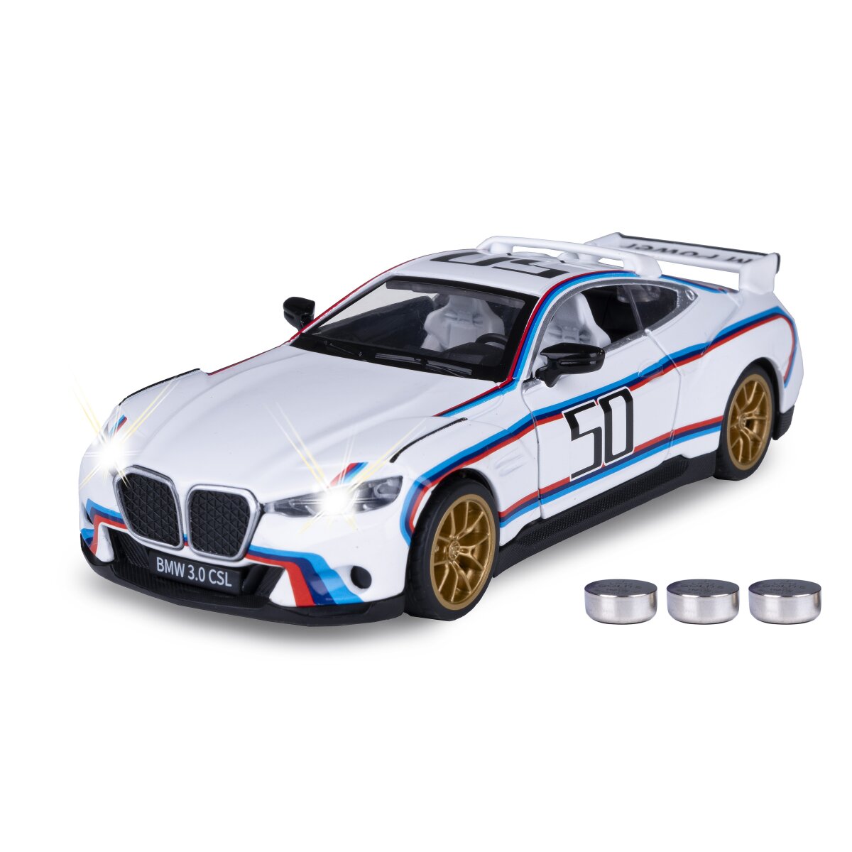 JAMARA BMW 3.0 CSL Diecast 1:34 white incl. Button cells