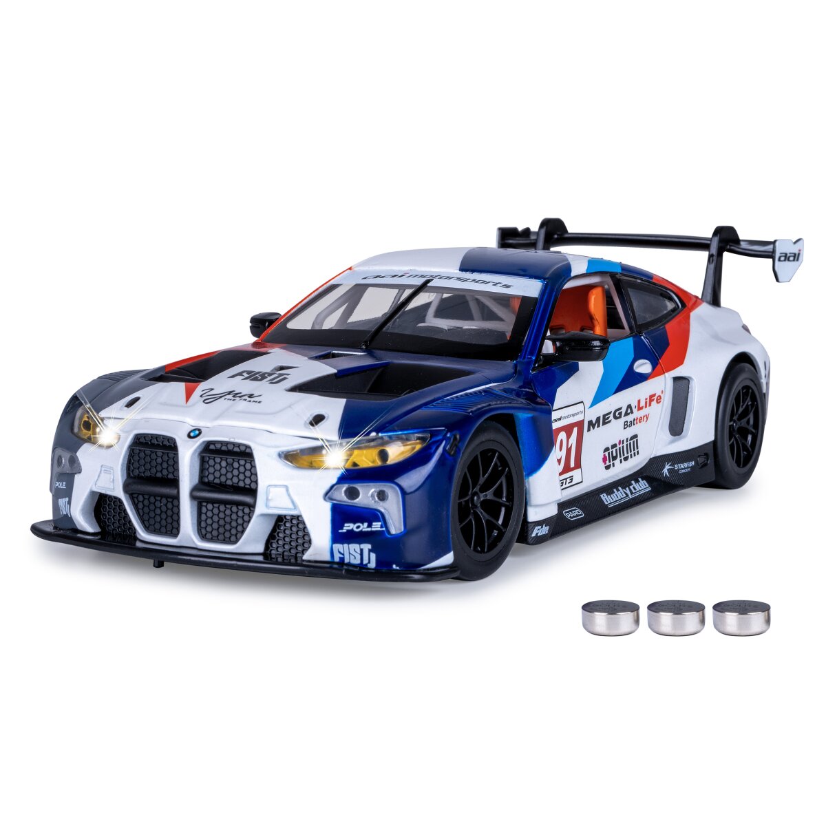 JAMARA BMW M4 GT3 Diecast 1:24 white incl. Button cells