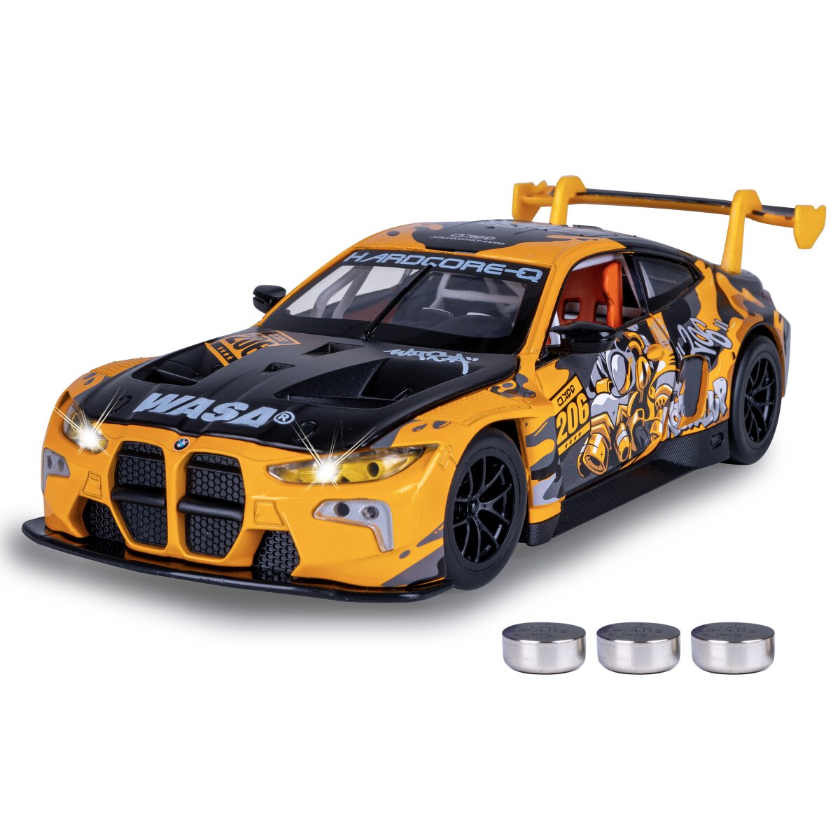 JAMARA BMW M4 GT3 Diecast 1:24 yellow incl. Button cells
