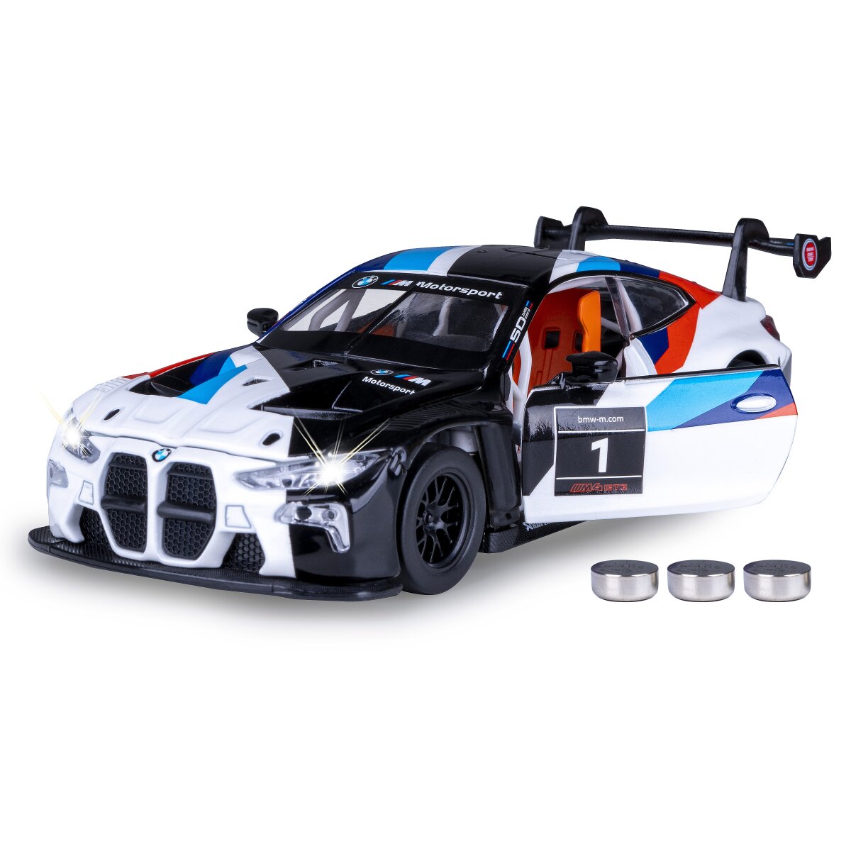 JAMARA BMW M4 GT3 Diecast 1:32 white incl. Button cells