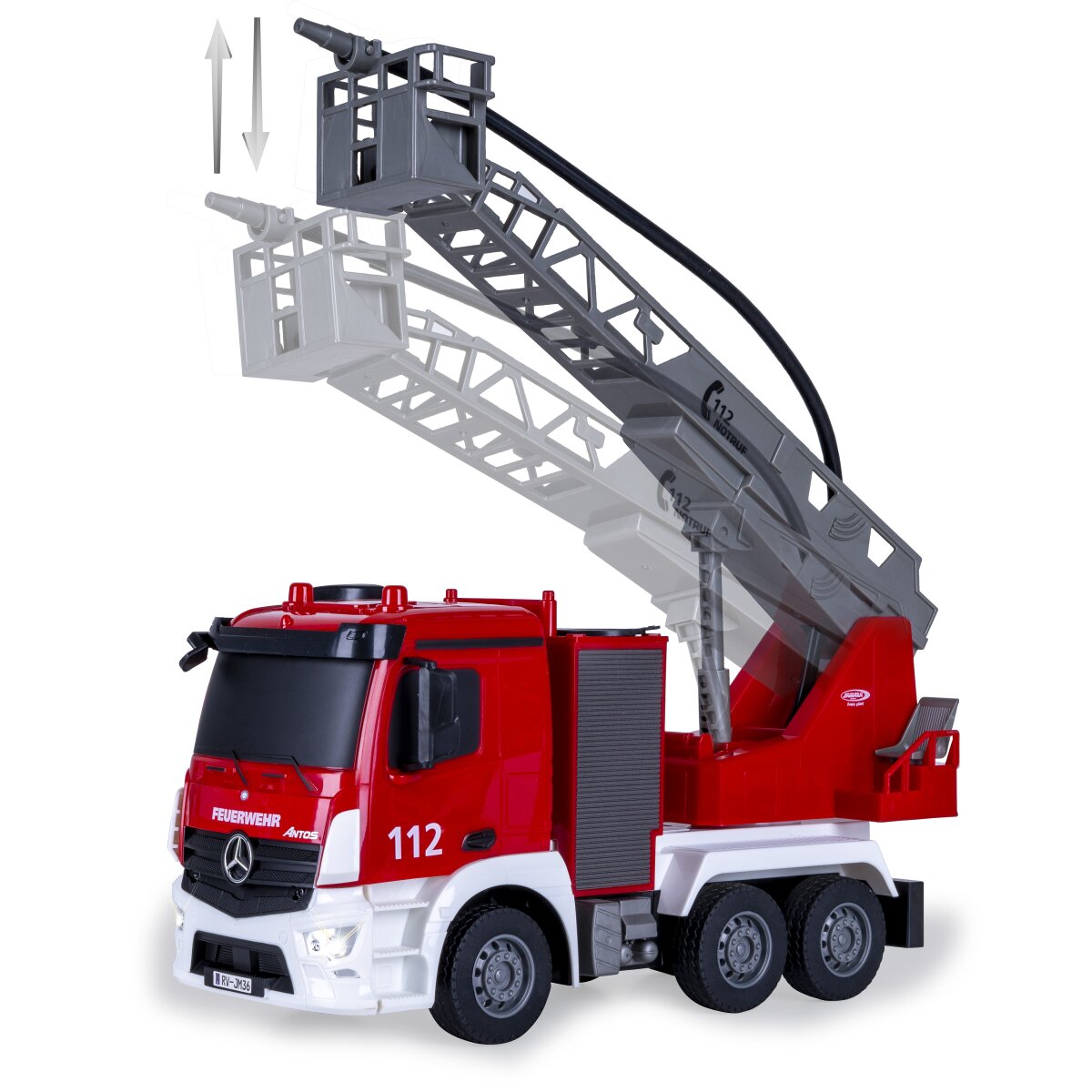 JAMARA Fire Truck turnable Ladder Mercedes-Benz Antos 1:26 2,4GHz with spray function