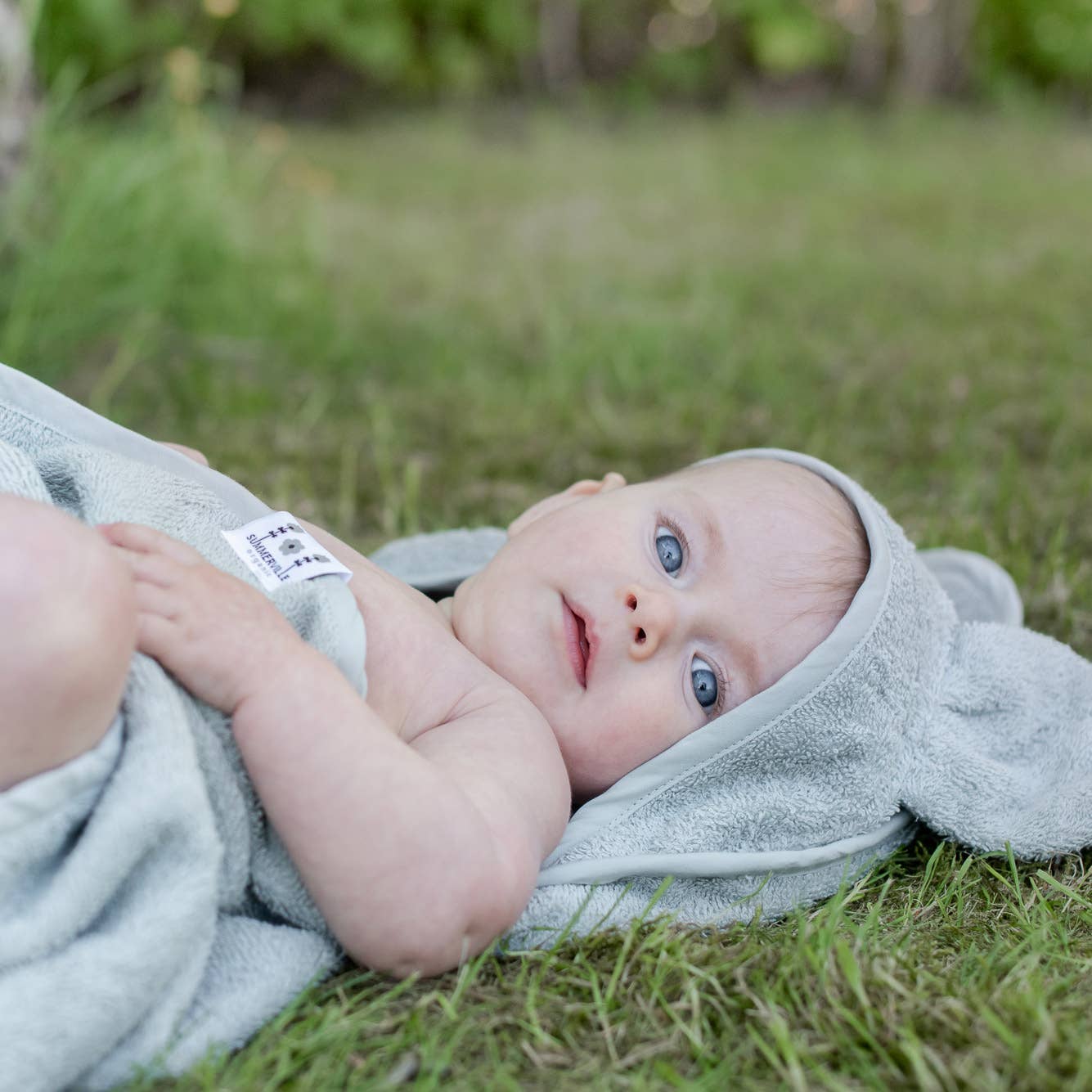 Summerville organic Ekologisk babyhandduk med huva Kanin Silvergrå
