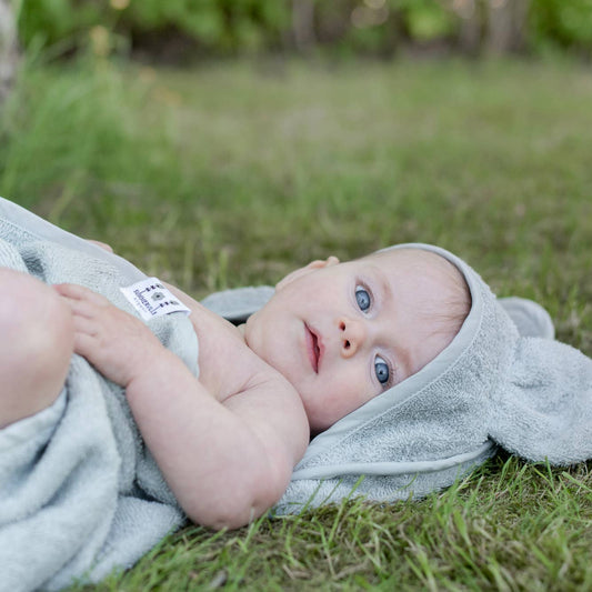 Summerville organic Ekologisk babyhandduk med huva Kanin Silvergrå