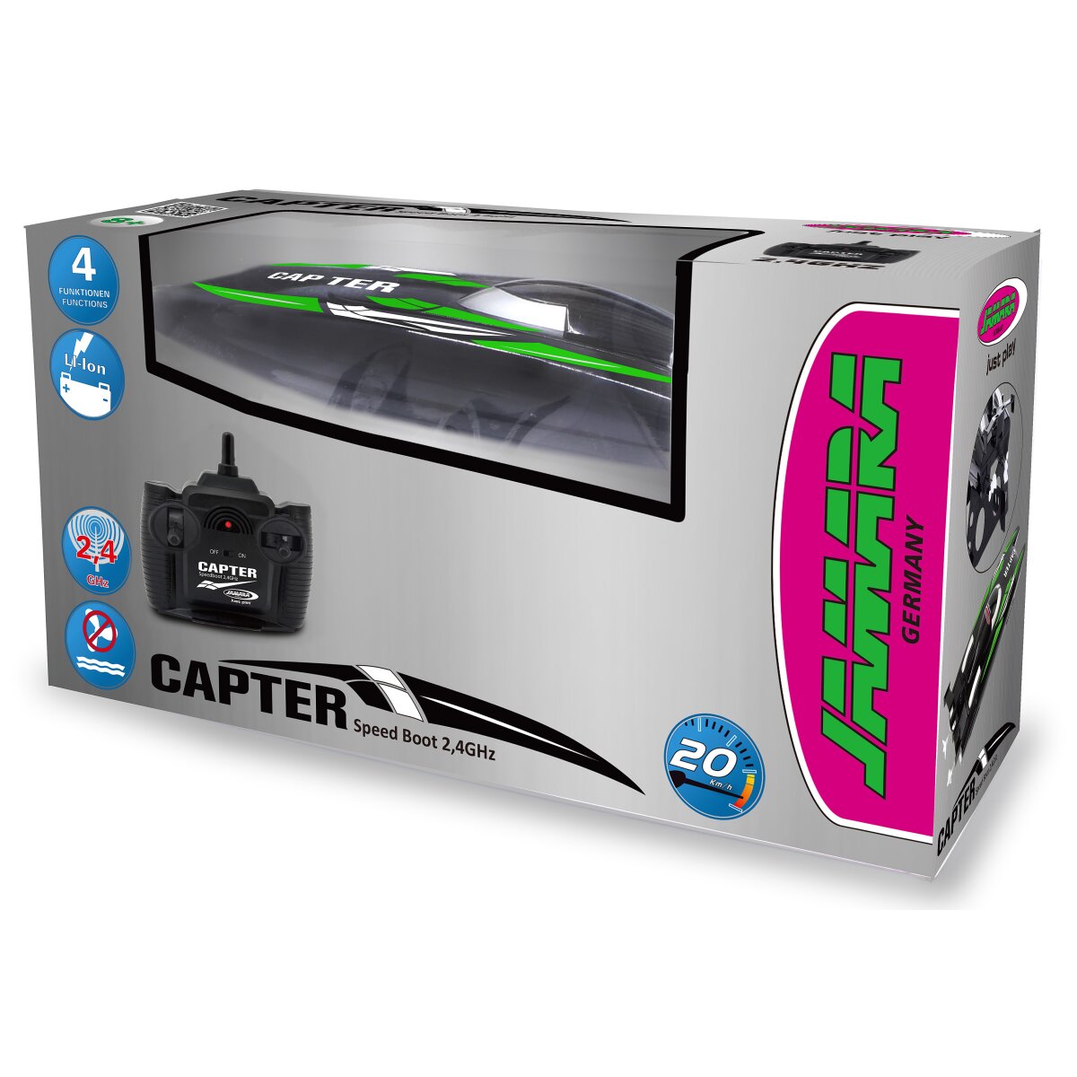 JAMARA Capter Speedboot black/ green Li-Ion 7,4V 2,4GHz