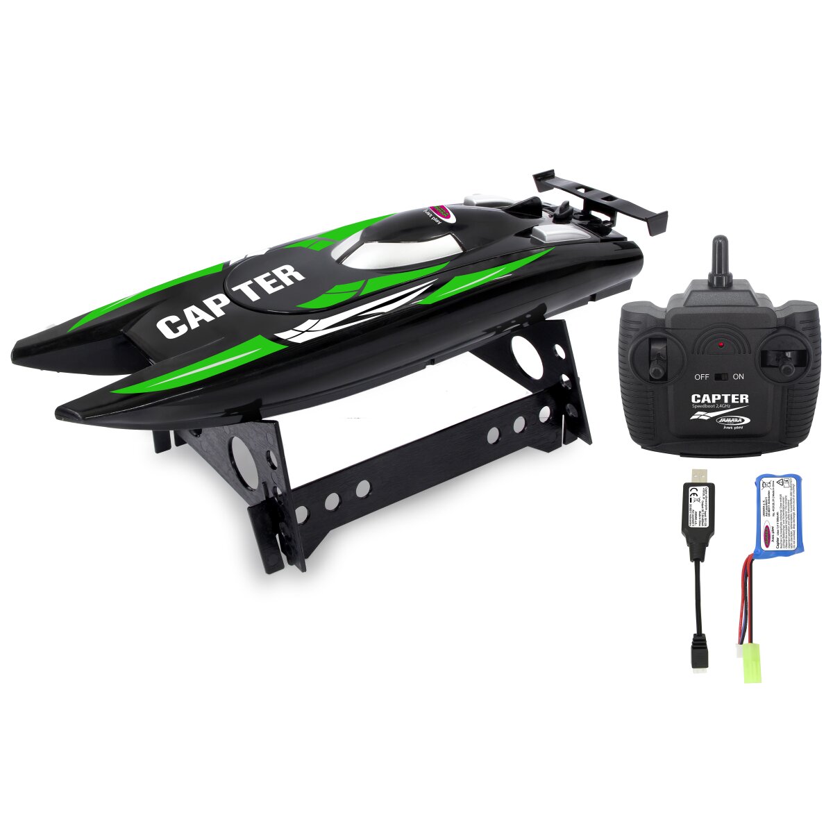 JAMARA Capter Speedboot black/ green Li-Ion 7,4V 2,4GHz