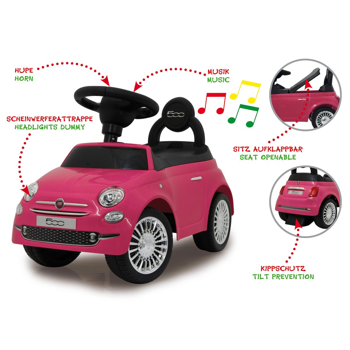 JAMARA Fiat 500 barnrutschkana