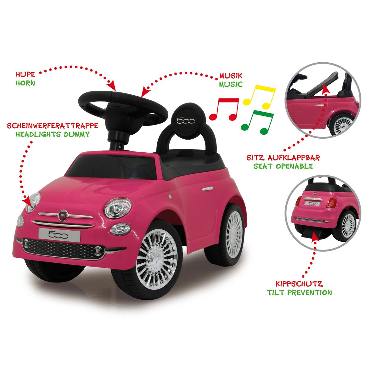 JAMARA Fiat 500 barnrutschkana