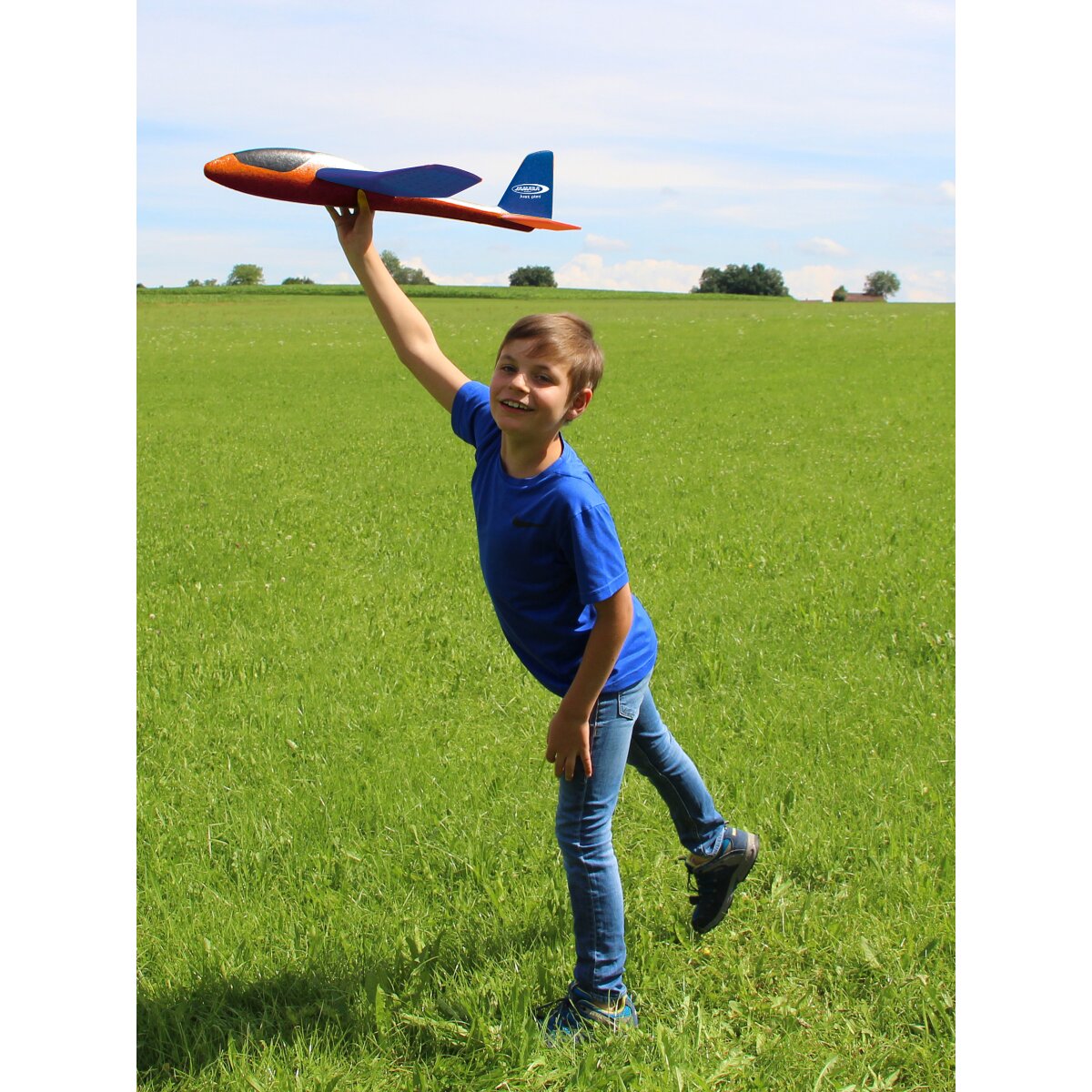 JAMARA Pilo XL Foam Hand Launch glider EPP wing blue fuselage orange