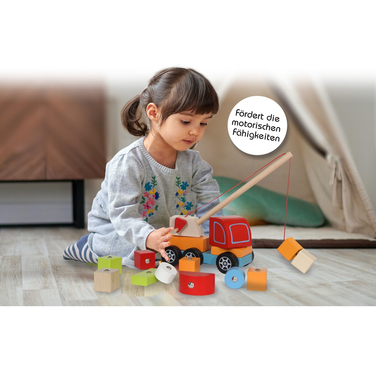 Kidiwood Kranbil i trä med magnet