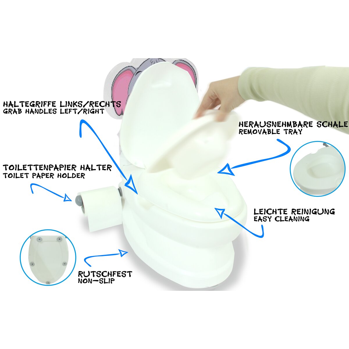 JAMARA My small Toilet Elephant with flush sound and Toiletn paper holder