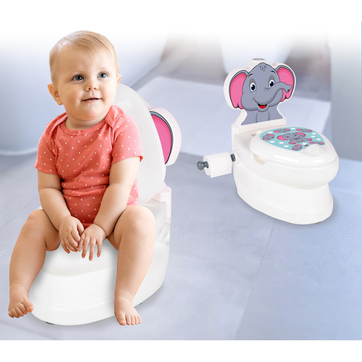 JAMARA My small Toilet Elephant with flush sound and Toiletn paper holder