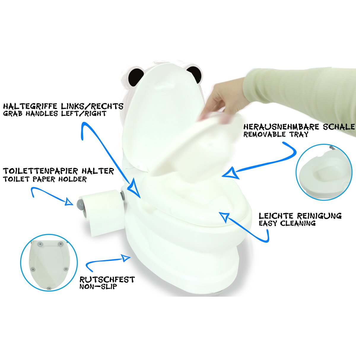 JAMARA My little toilet panda with flushing sound and toilet paper holder