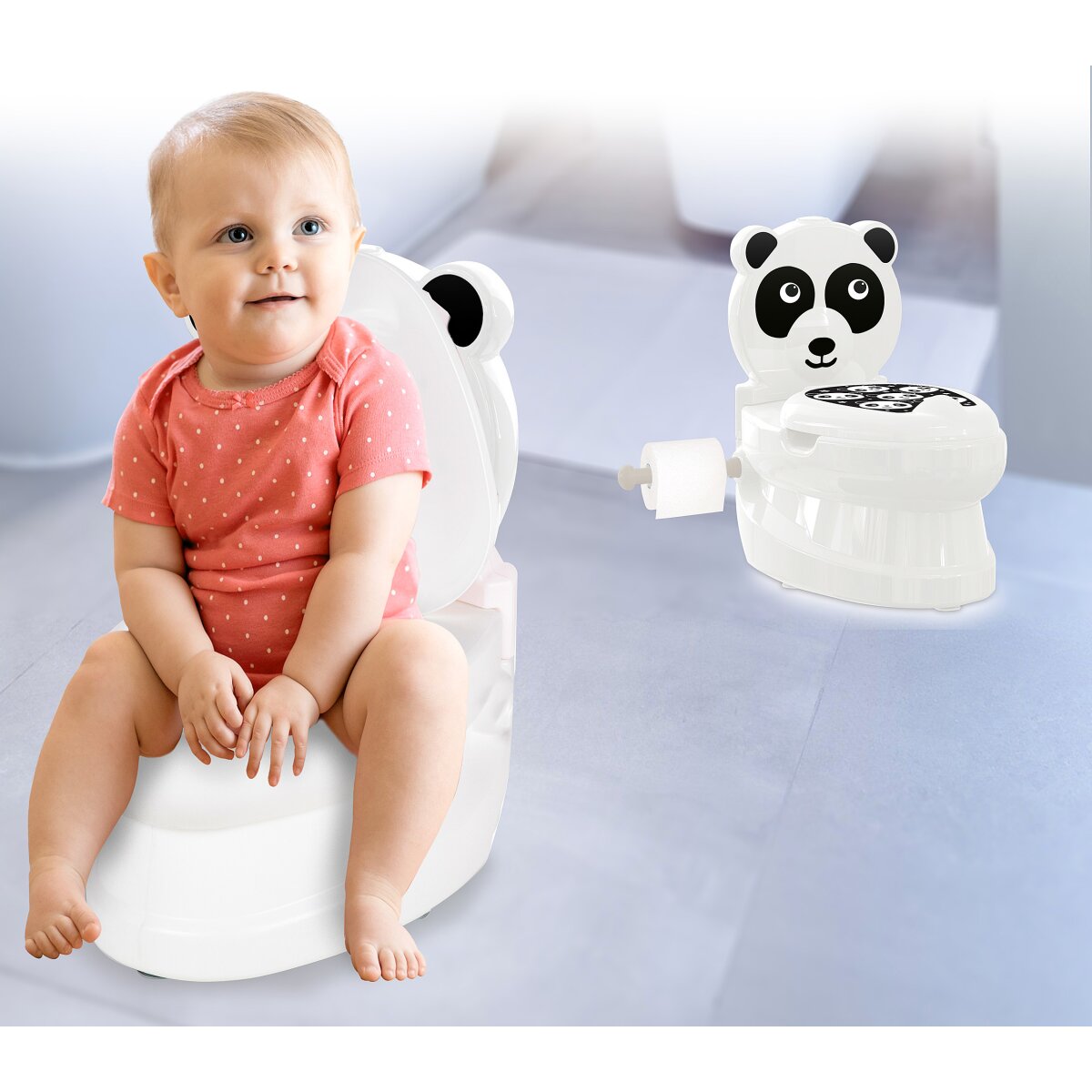 JAMARA My little toilet panda with flushing sound and toilet paper holder