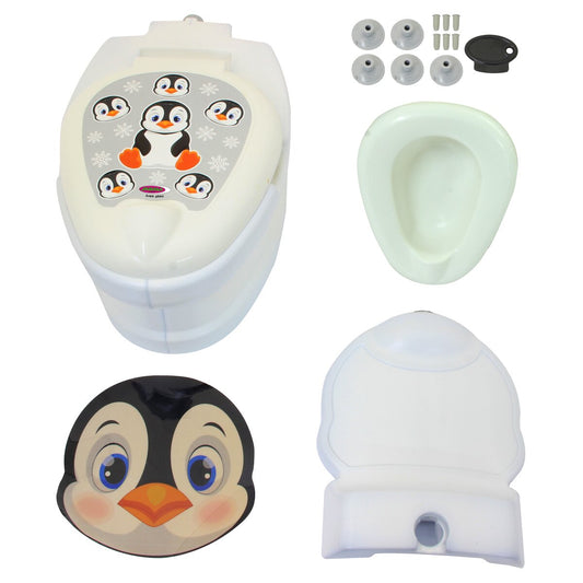 JAMARA My little toilet penguin with flushing sound and toilet paper holder
