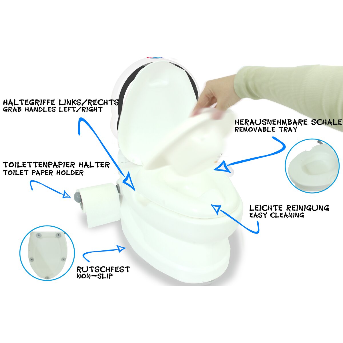 JAMARA My little toilet penguin with flushing sound and toilet paper holder