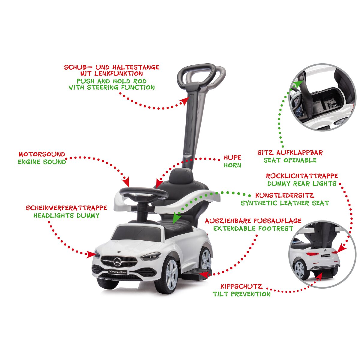 JAMARA Push Car Mercedes-Benz C-Class white 3in1