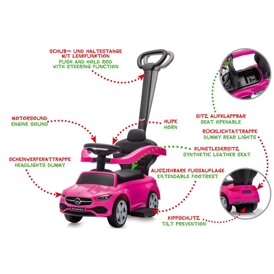JAMARA Push Car Mercedes-Benz C-Class pink 3in1