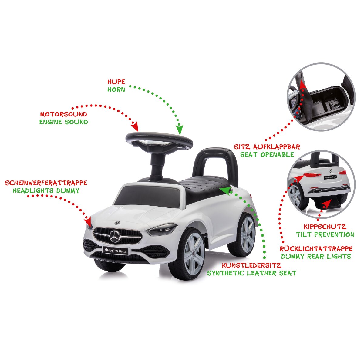 JAMARA Push Car Mercedes-Benz C-Class white 2in1
