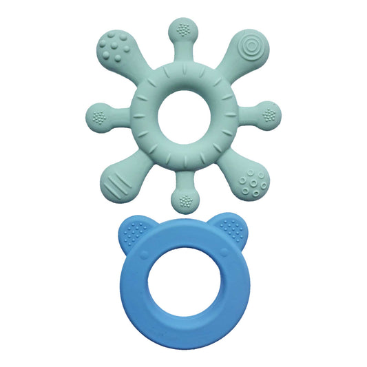 Summerville organic Silikon Baby Rattle + Teether blågrön