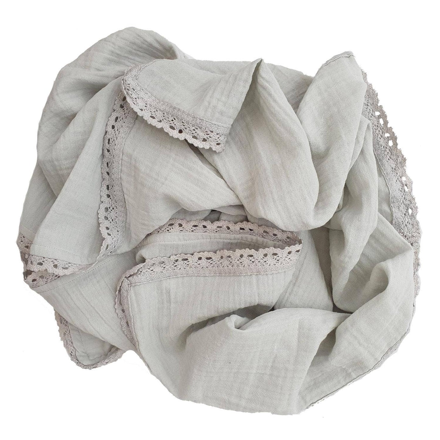 Ekologisk Baby Skrynklig Swaddle Spets Grå