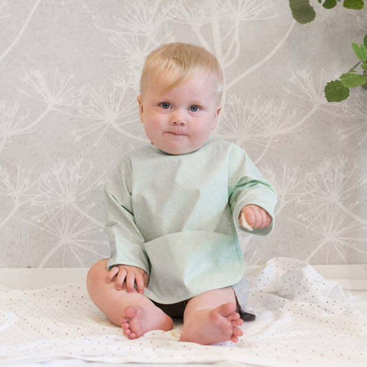 Summerville organic Ekologisk babyhaklapp med ärmar Soft Mint Dotty