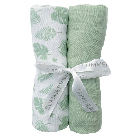 Summerville organic Babyfiltar i muslin 2-pack Tropical Green GOTS