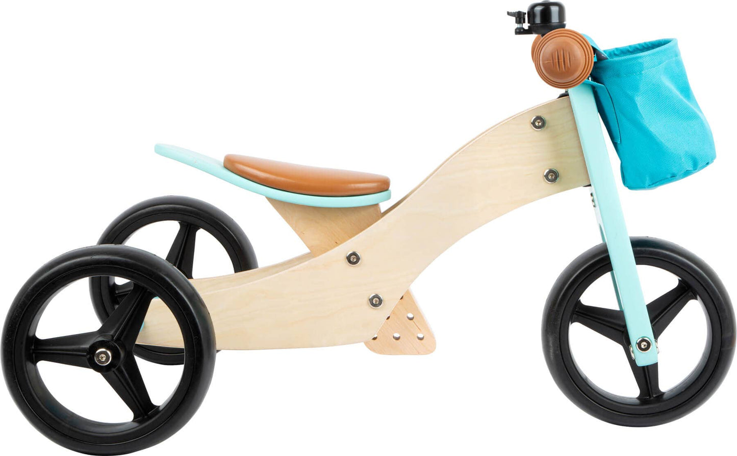 small foot 2 i 1 Turkos Balanscykel Trike | Hjul | Trä