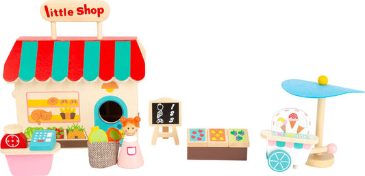 small foot Shopping Shop i en resväska | Spelvärldar | Trä