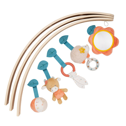 Nattou - Nattou Mila, Zoë & Lana Babygym med träbågar