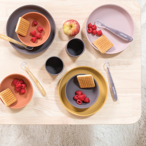 Nattou Soft Silicone Matset 4 delar "Senap/Terracotta"