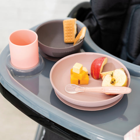 Nattou Soft Silicone Matset 4 delar "Rosa/Aubergine"