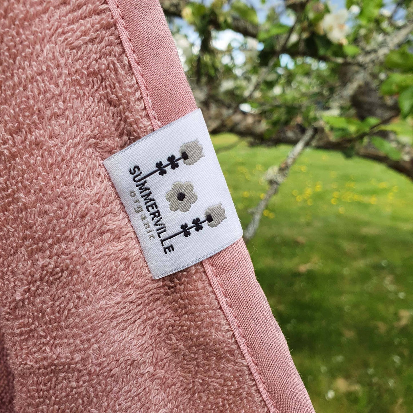 Ekologisk babyhandduk med huva Rabbit Pale Mauve