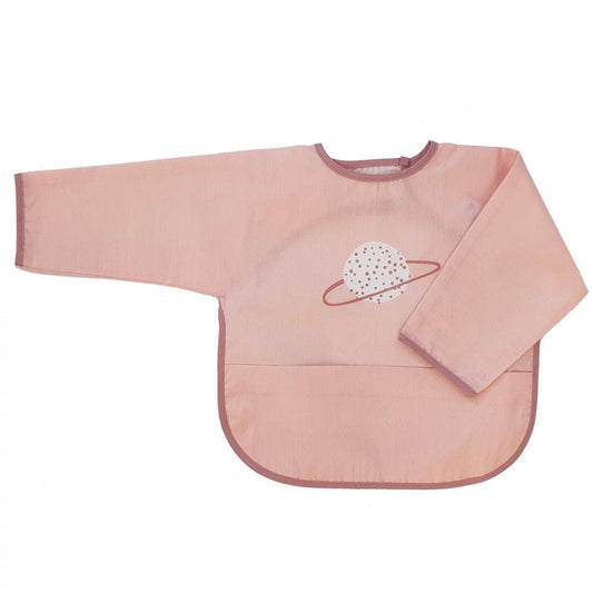 Ekologisk babyhaklapp med ärmar Dusty Rose Planet