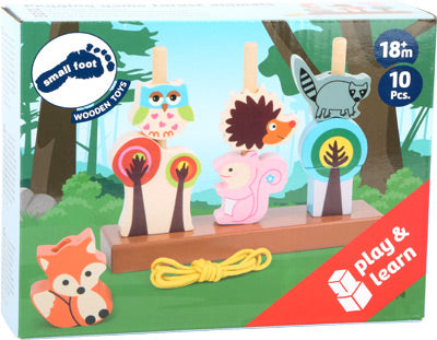 small foot - Skogsddjur – pussel- och träspel för träning av finmotorik
