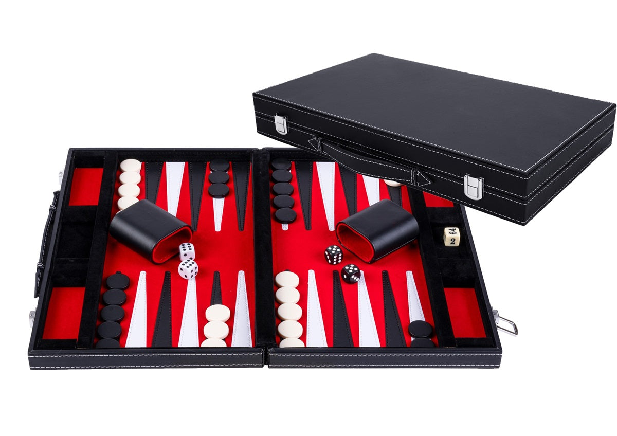 Engelhart - Backgammon röd/svart/vit