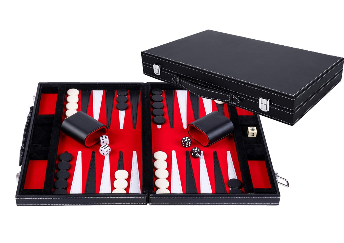 Engelhart - Backgammon röd/svart/vit