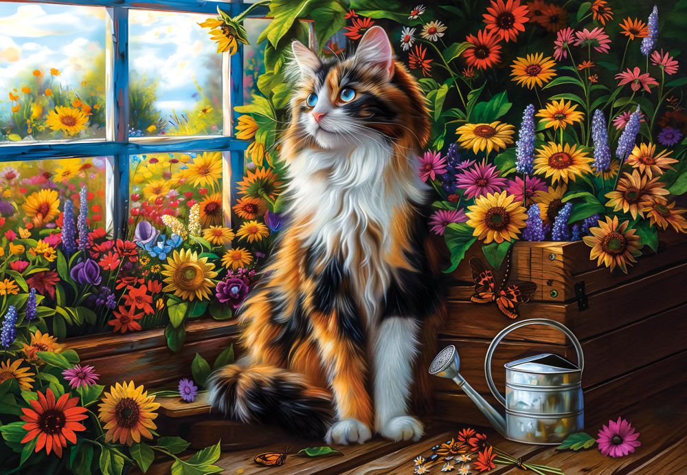 KIDEK pussel - Blooming Cat Meditation, 1000-bitar