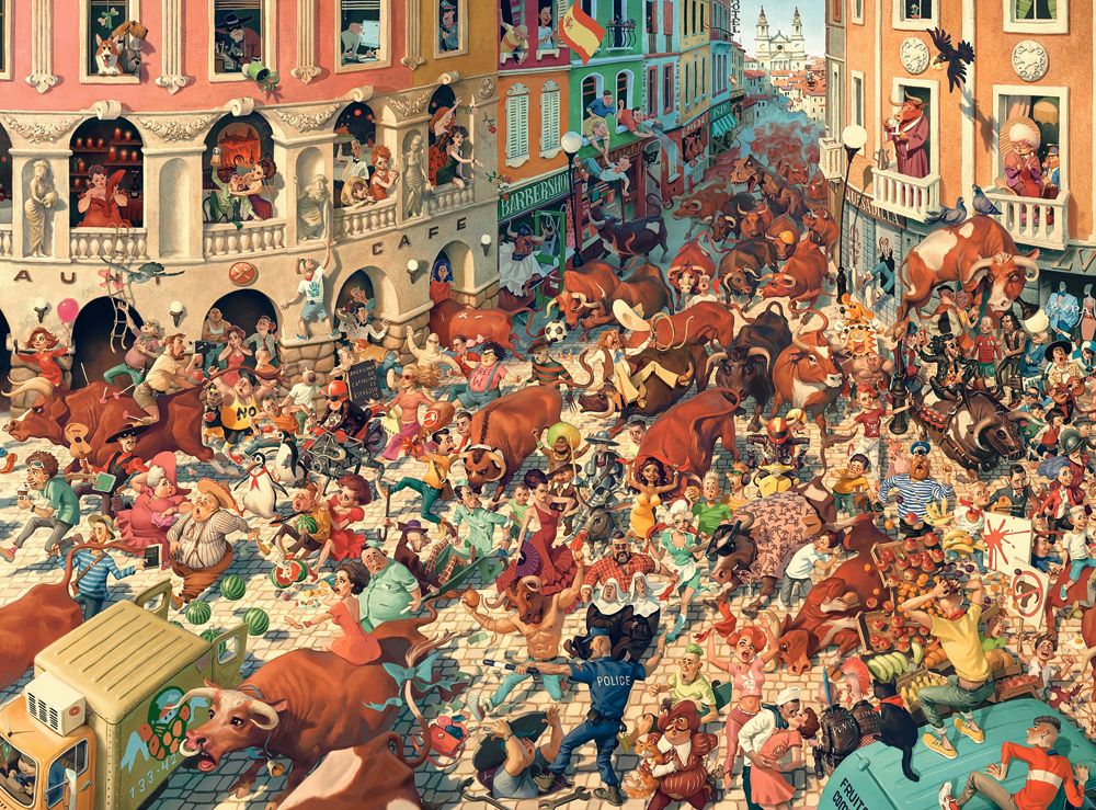 KIDEK pussel - Bull Run in Pampeluna, 3000 bitar, Art Collection