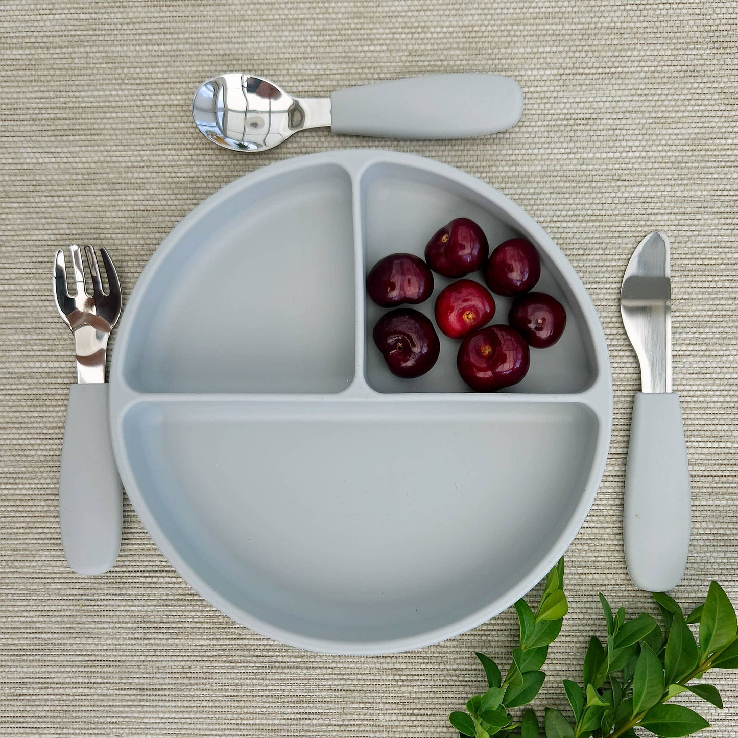 Summerville organic Tallrik uppdelad silikon silvergrå