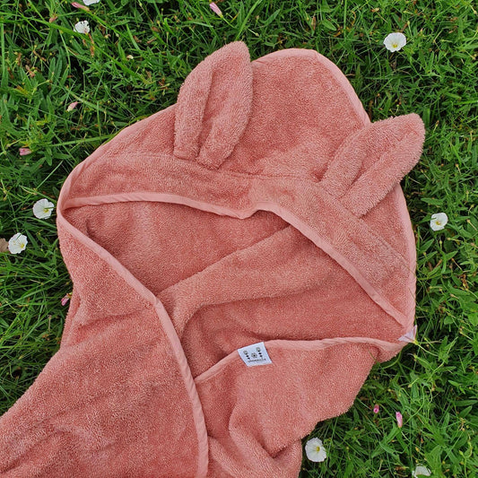 Summerville organic Ekologisk babyhandduk med huva Rabbit Misty Rose