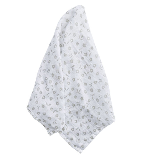 Babyfilt i muslin Petal Silver Grey GOTS